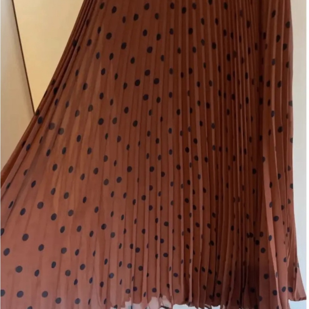 Sezane Dino skirt pleated brown and navy